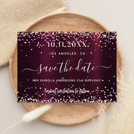 Födelsedag, burgundy ro guld spara datumet