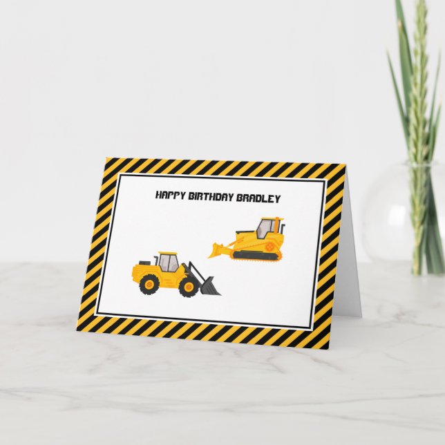 Födelsedag Bygg Lastbilar Barn Birthday Kort (Framsida)