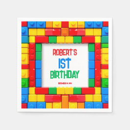 Födelsedag Byggnad Blocks Party Napkins Pappersservett