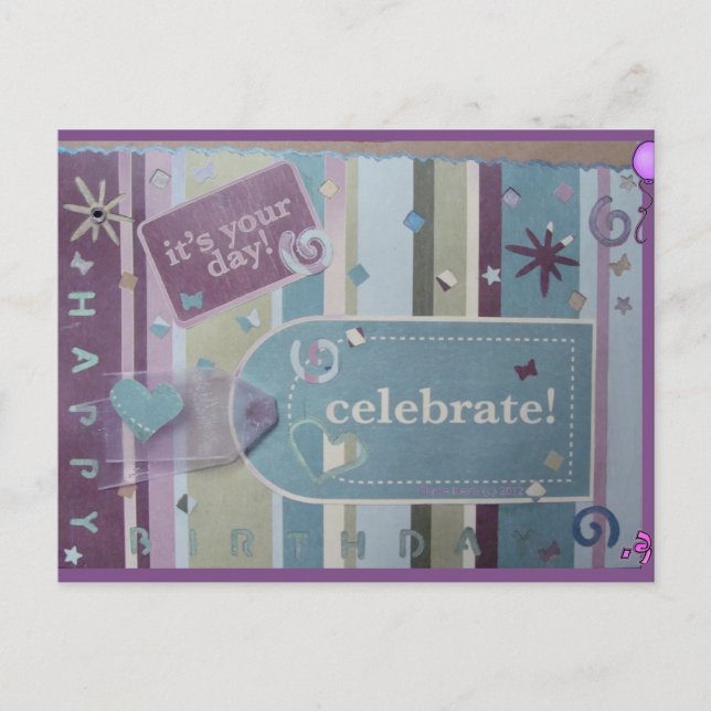 Födelsedag Celebrate | Blue Beach Song™ vykort (Framsida)
