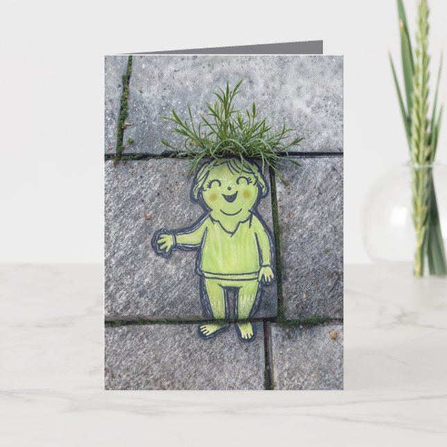 Födelsedag Chalk Doodle Street Art of a Lycklig Wo Kort (Framsida)