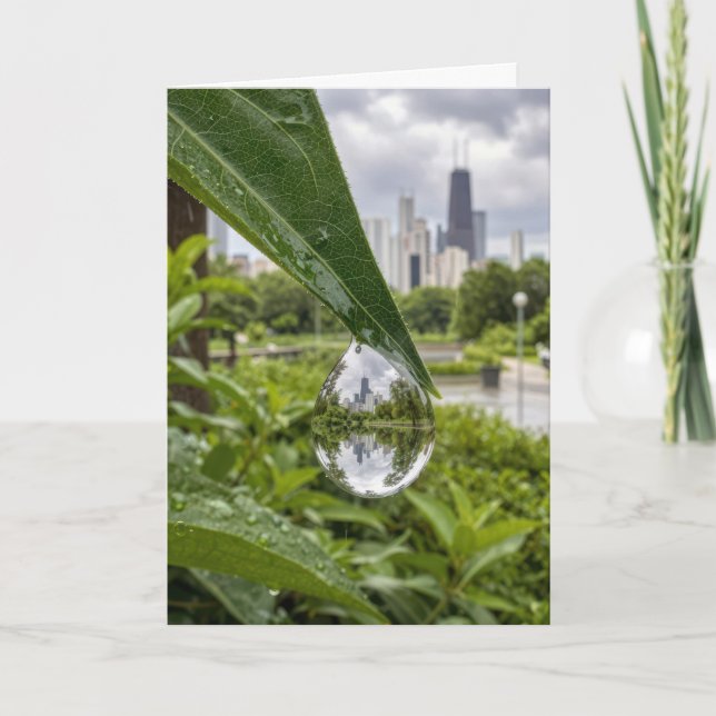 Födelsedag Chicago Stad i en regndroppe Kort (Framsida)