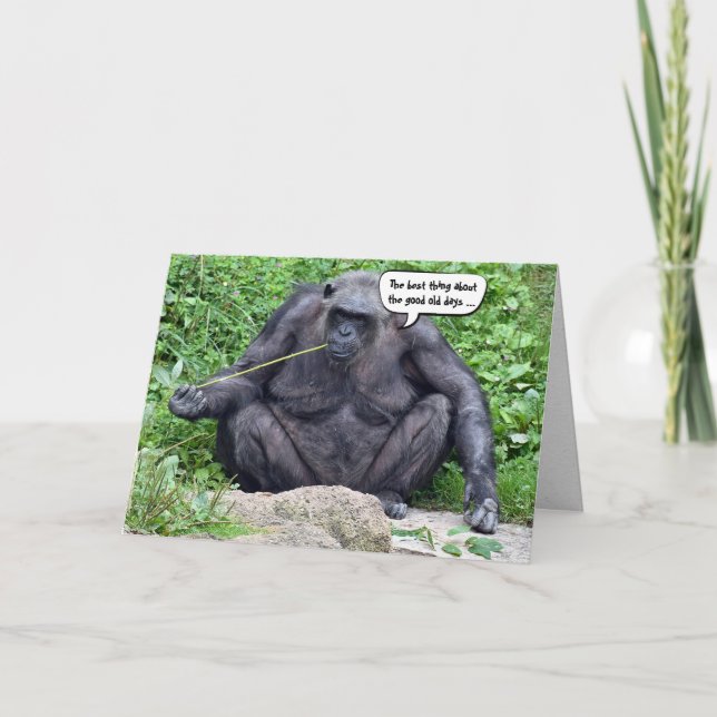 Födelsedag Chimpanzas blir äldre humor Kort (Framsida)