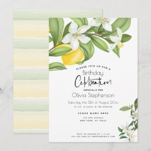 Födelsedag Citroner och blommor Inbjudningar