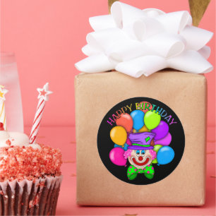 Födelsedag Clown unisex party-dekal Runt Klistermärke