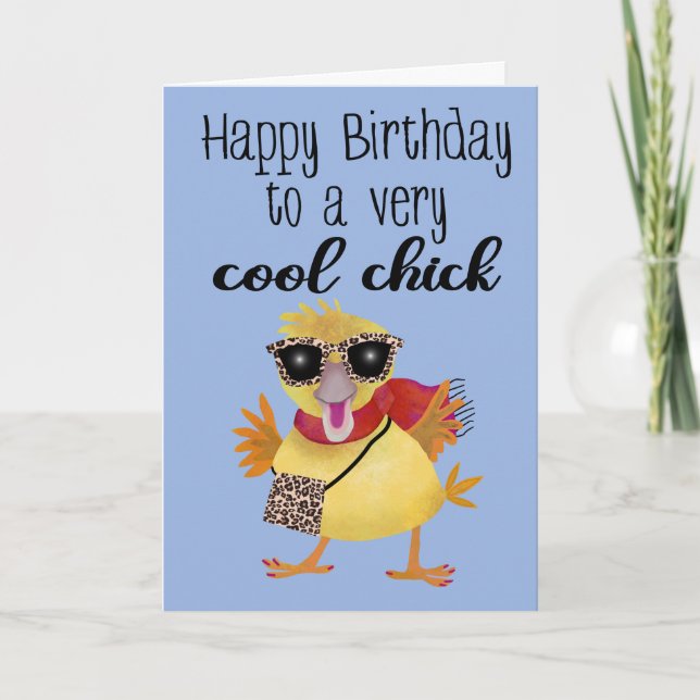 Födelsedag Cool Chick Kort (Framsida)