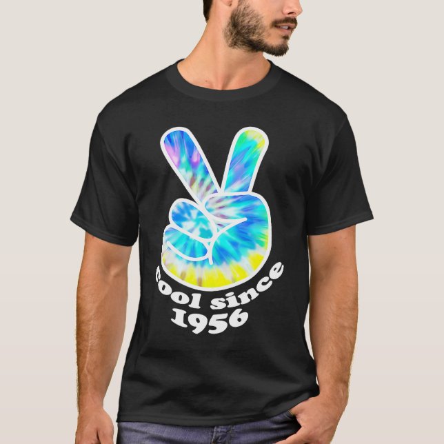 Födelsedag Coola sedan 1956 Tie Dye Peace T Shirt (Framsida)