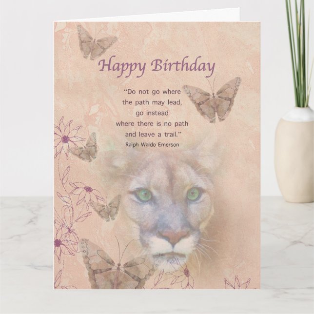 Födelsedag, Cougar och Butterflies Kort (Framsida)