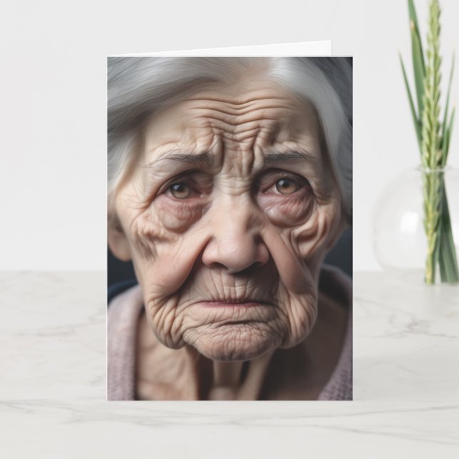 Födelsedag Cranky Old Dam Ansikte Kort (Framsida)