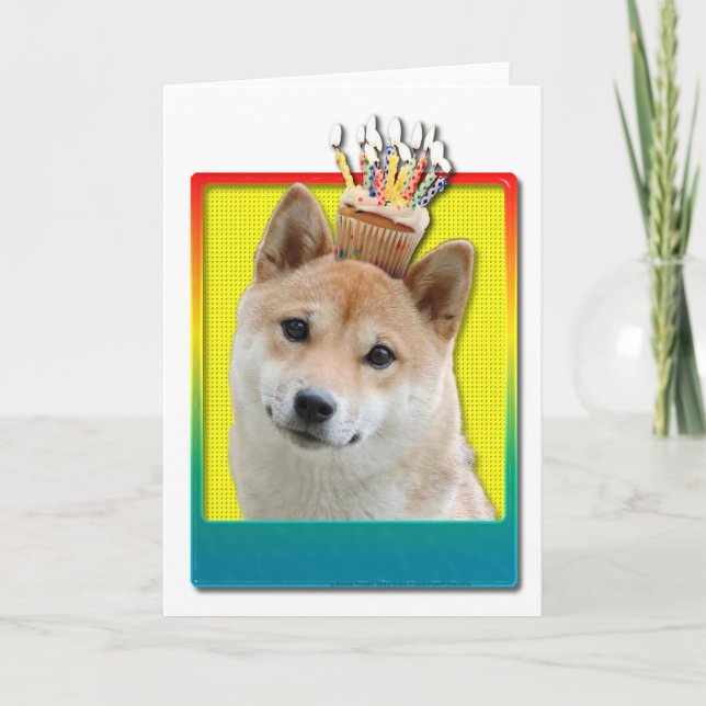 Födelsedag - Cupkaka - Shiba Inu Kort (Framsida)