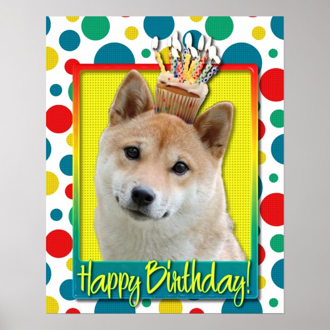 Födelsedag - Cupkaka - Shiba Inu Poster (Framsidan)