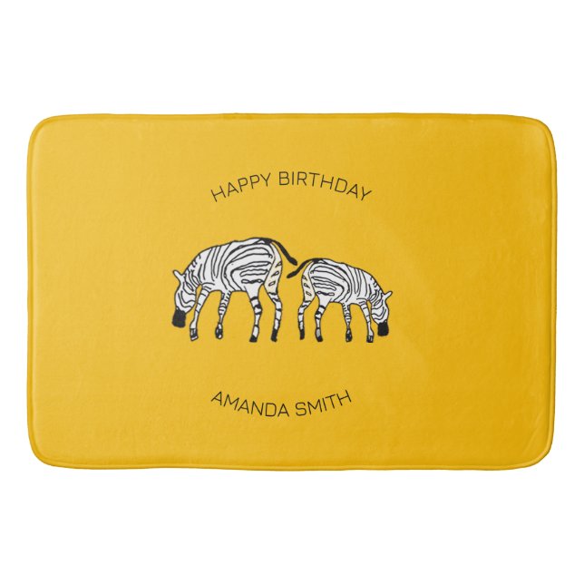 Födelsedag, Cute och Lycklig-kenyanska Zebröder Badrumsmatta (Framsidan)