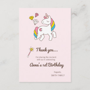 Födelsedag. Cute Unicorn med Cute Trollspö & Diamo Inbjudningar