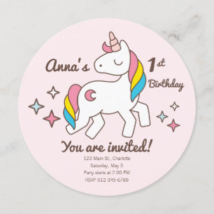 Födelsedag. Cute Unicorn med Sparkles. Inbjudningar