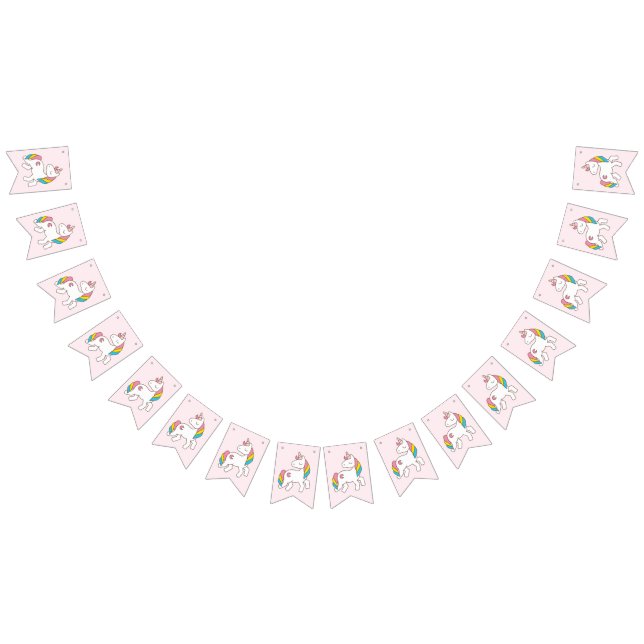 Födelsedag. Cute Unicorns. Vimplar (Alla)