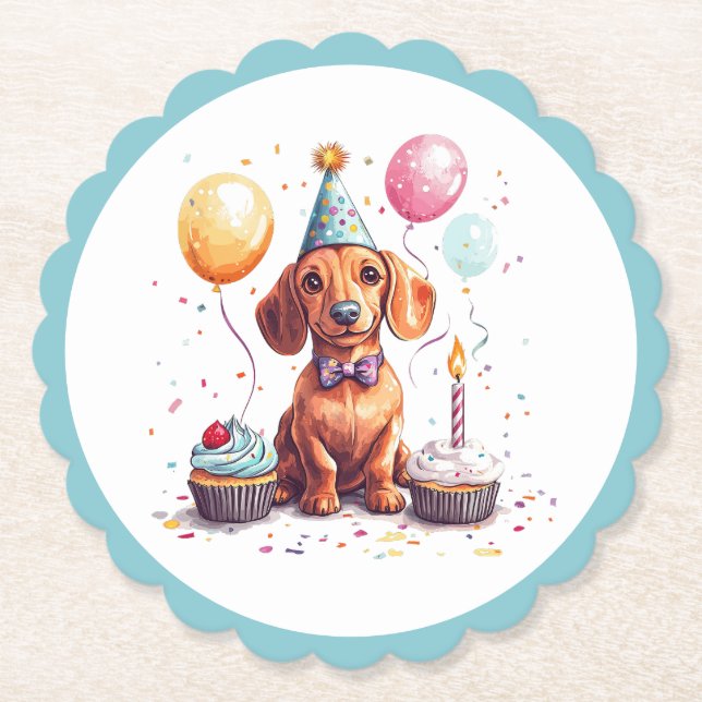 Födelsedag Dachshund Hundar Underlägg Papper (Framsida)