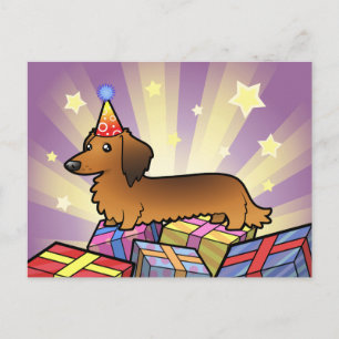 Födelsedag Dachshund (långhårig) Vykort