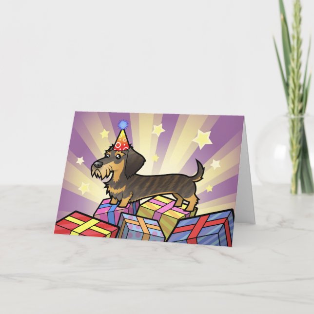Födelsedag Dachshund (trådhår) Kort (Framsida)