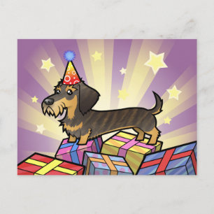 Födelsedag Dachshund (trådhår) Vykort