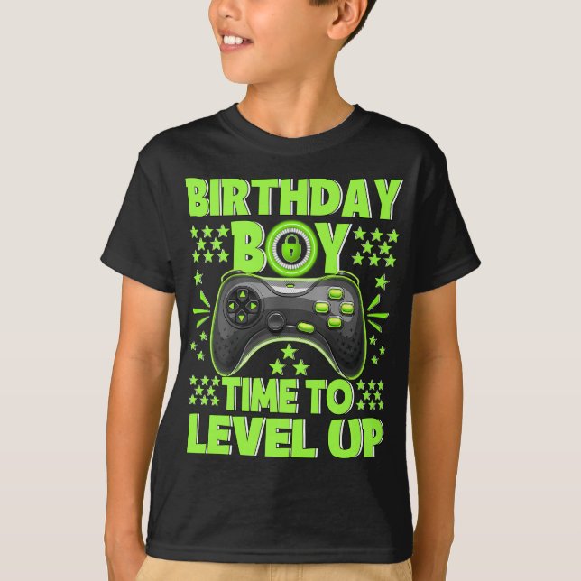 Födelsedag dags att jämna upp videospelets födelse t shirt (Framsida)