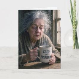 Födelsedag Dam med Kopp i kaffet Kort