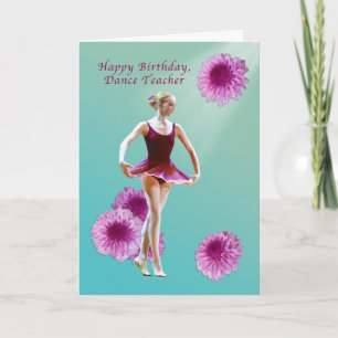 Födelsedag Dance Teacher, Ballerina med Rosa Morsa Kort