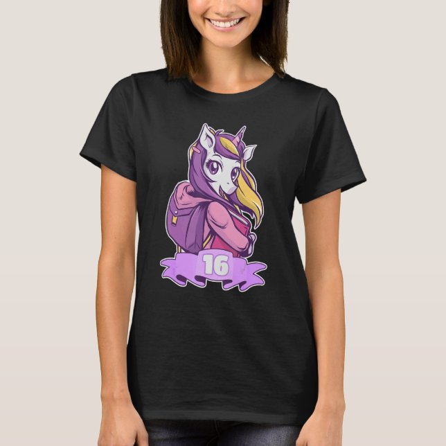 Födelsedag decor 16 år gammal flickskoltid uni t shirt (Framsida)