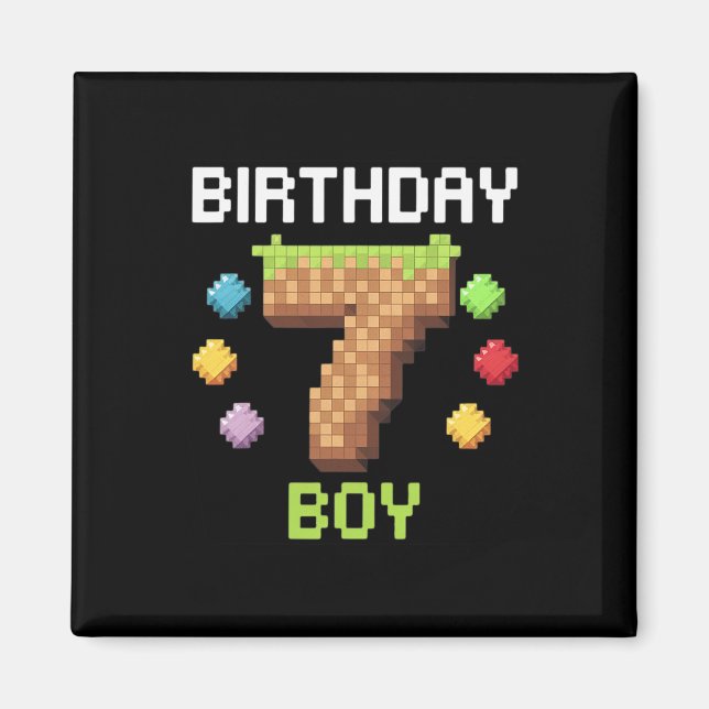 Födelsedag Det är min 7:e-födelsedagsspelare Pixel Magnet (Framsidan)