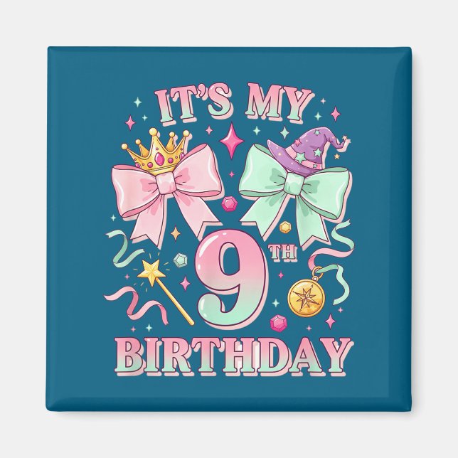 Födelsedag Det är min 9-årsdag Söt Magisk Prinsess Magnet (Framsidan)