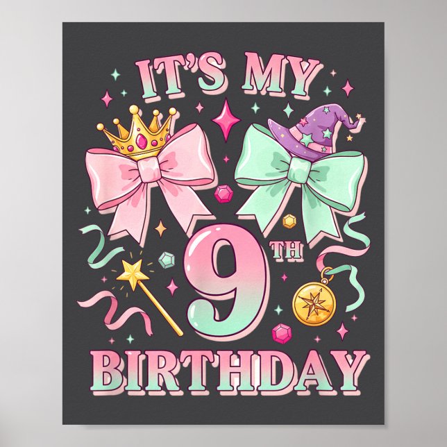 Födelsedag Det är min 9-årsdag Söt Magisk Prinsess Poster (Framsidan)