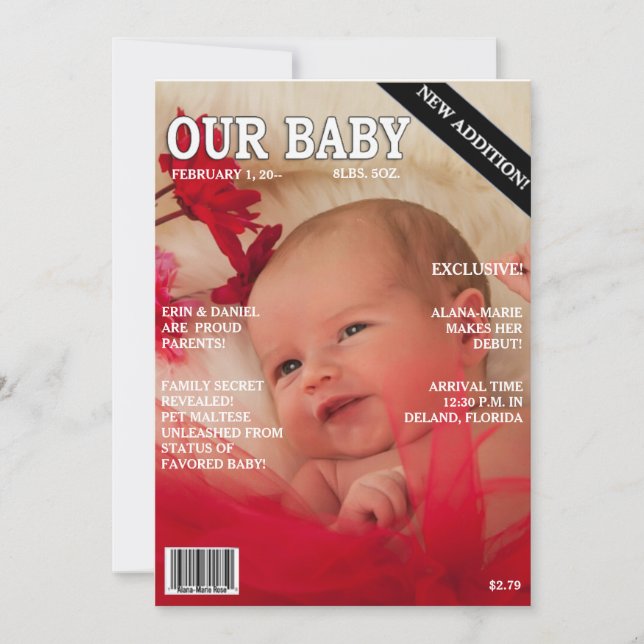Födelsedag! Din baby på "Magazine Cover" Meddelande (Framsida)