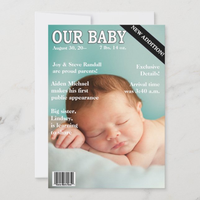 Födelsedag! Din baby på "Magazine Cover" Meddelande (Framsida)