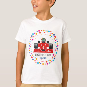 Födelsedag Dinosaur tävling, bilpojke röd tävla na T Shirt