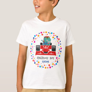 Födelsedag Dinosaur tävling, bilpojke röd tävla na T Shirt