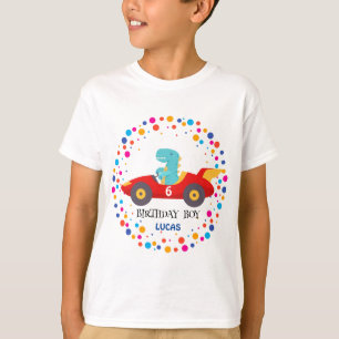 Födelsedag Dinosaur tävling, bilpojke röd tävla na T Shirt