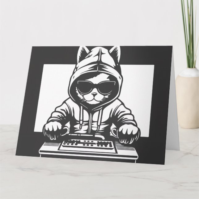 FÖDELSEDAG DJ KATT GRATTULATIONSKORT TACK KORT (Framsida)