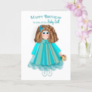 Födelsedag, dotter, Baby Doll Curly Hair och Dress Kort