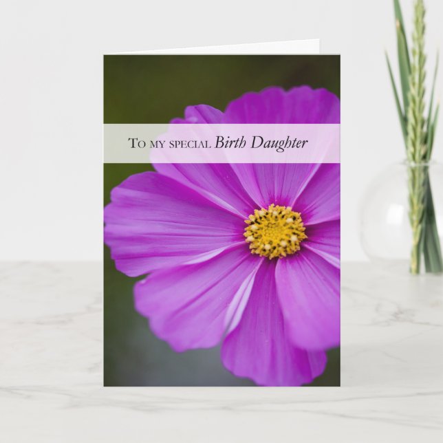 Födelsedag Dotter Vacker Rosa Flower Kort (Framsida)