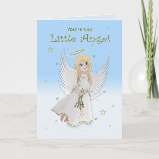 Födelsedag, dotter, vår lilla ängel, Blonde Angel Kort (Framsida)