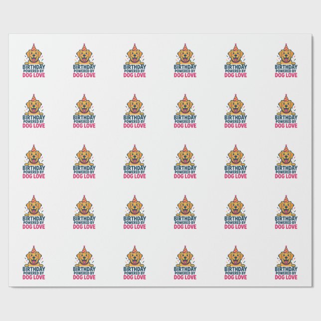 Födelsedag Driven av Hund Kärlek Illustration Presentpapper (Platt)