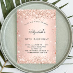 Födelsedag  eleganten ro guld glitter inbjudan vykort<br><div class="desc">För en elegant 50:e (eller någon ålder) födelsedagsfest. En övertoningsbakgrund för ro guld. Dekorerad med ro guld faux glitter,  gnistor. Anpassa och lägg till information om namn och party. Namn är skrivet med ett handskript i stil</div>