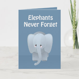Födelsedag Elephant Glöm aldrig Hälsning Kort
