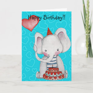 Födelsedag Elephant Greeting Card Kort