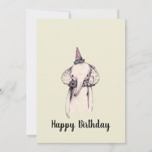 Födelsedag Elephant Sketch Birthday Greeting Card