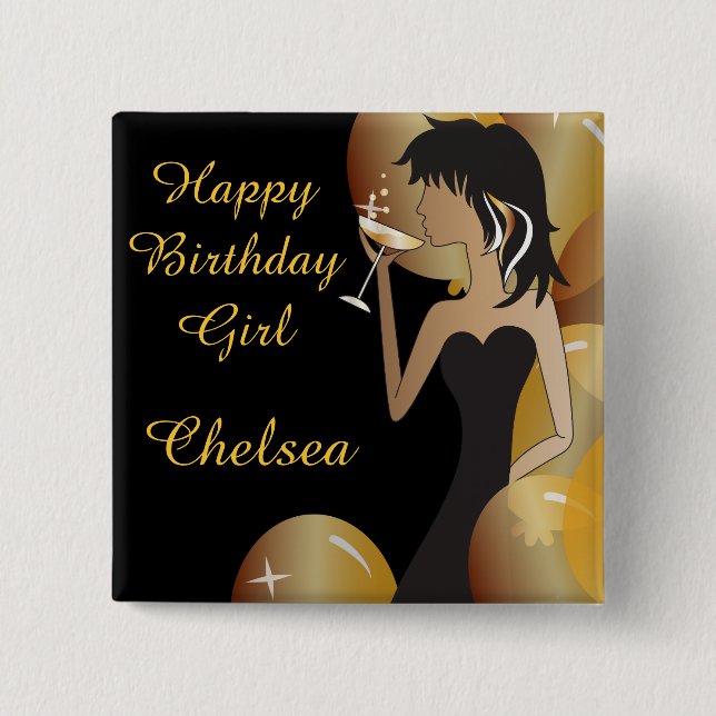 Födelsedag eller Princess Flicka för Bachelorette Knapp (Framsida)