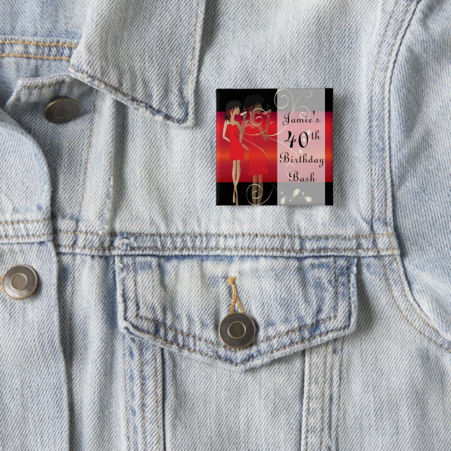 Födelsedag eller röd | DIY text för Bachelorette Knapp (In Situ)