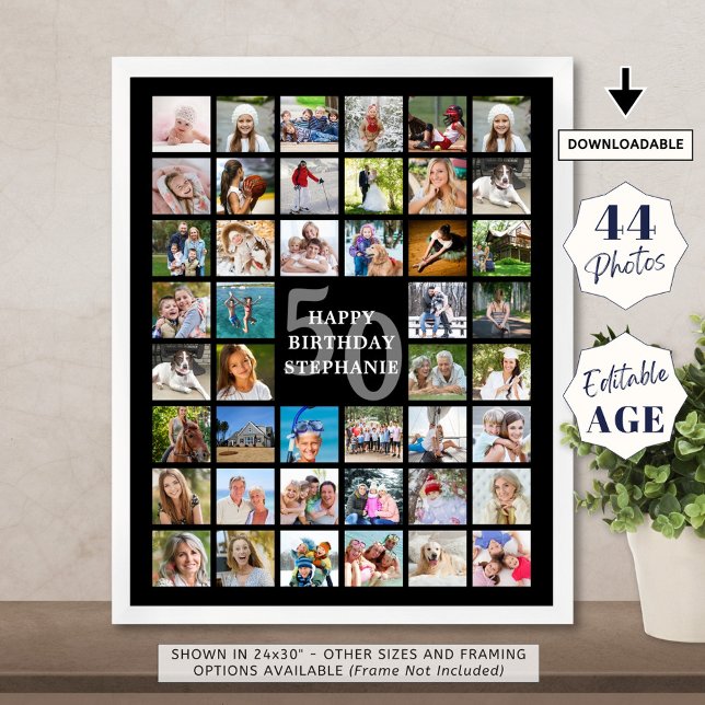 Födelsedag Enkel 44 Photo Collage Anpassningsbar F Poster (Skapare uppladdad)