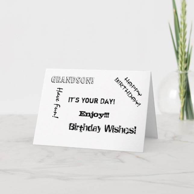 Födelsedag, farbror, ord för en barnson. kort (Framsida)