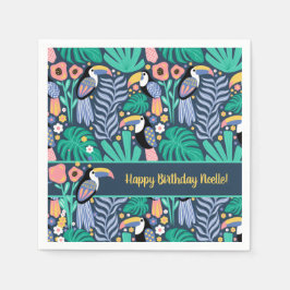 Födelsedag Färgfull Tropical Toucan Bird Pappersservett