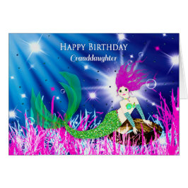 Födelsedag, farmor, Sjöjungfru i djuphavsområdet Hälsningskort